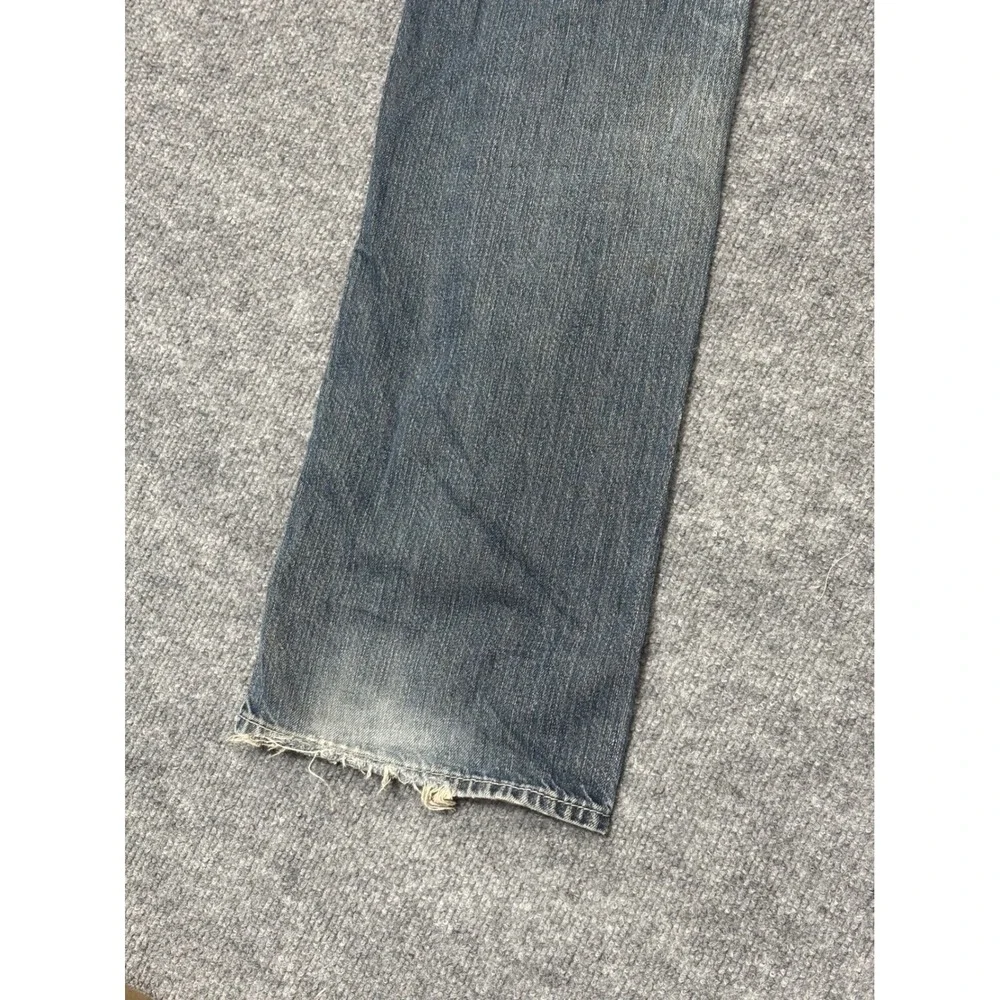 True Religion Straight Leg Distressed Blue Jeans Mens‎ 34 Made in USA Y2K Denim